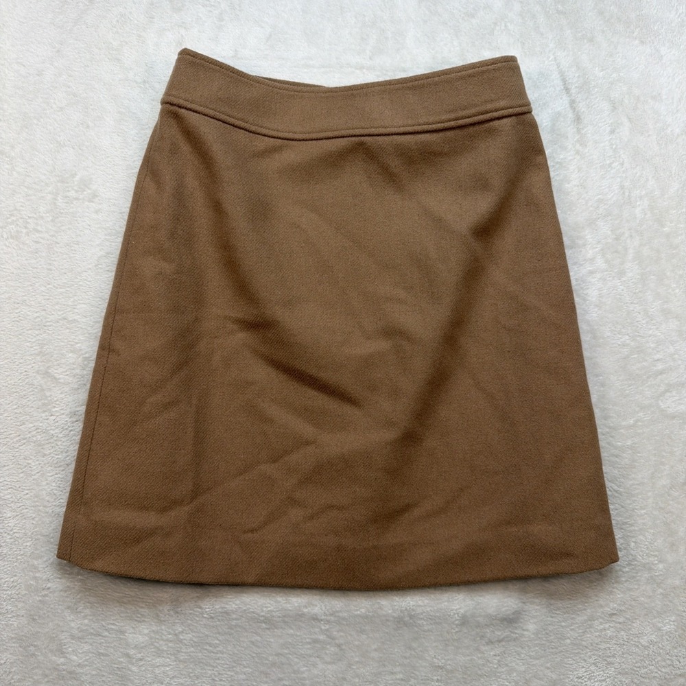 J.Crew Brown Wool Blend Mini Skirt Womens 0 Preppy Camel Brown NWT A-Line